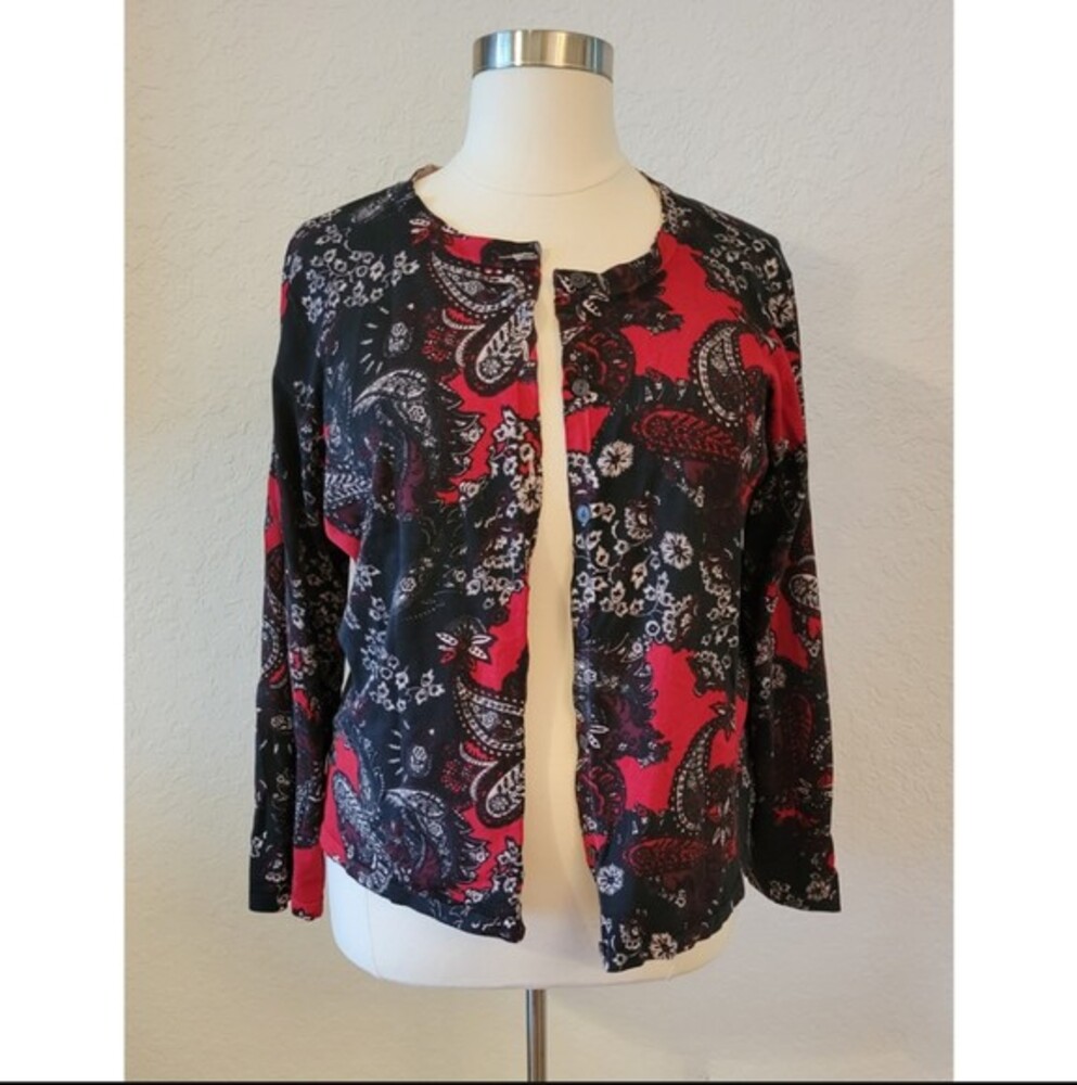 Plus Size Red Button Down Cardigan